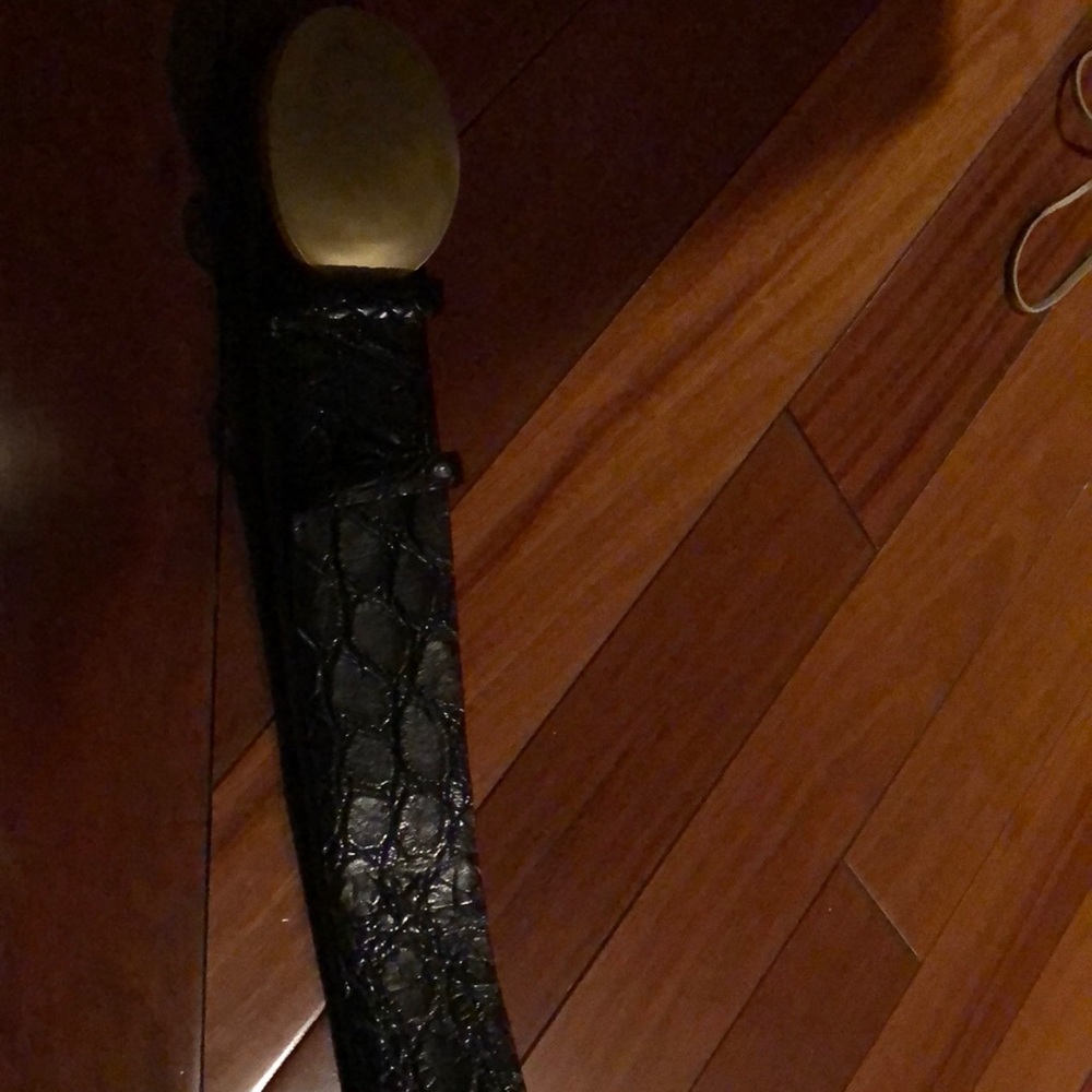 Donna Karan signature design black alligator belt